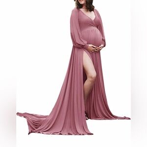 Maternity Gown in Dusty Pink